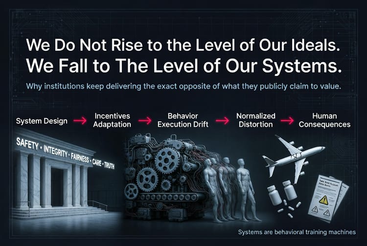 We Do Not Rise to the Level of Our Ideals. We Fall to the Level of Our Systems